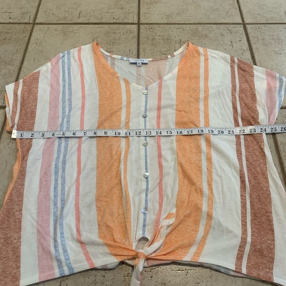 MySTYLE Striped Tie-Front Top 1X - Picture 3 of 6